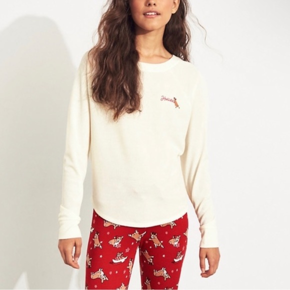 NWT Hollister Holiday Cozy Waffle Pyjama Gift Set, Red/White - Picture 4 of 9